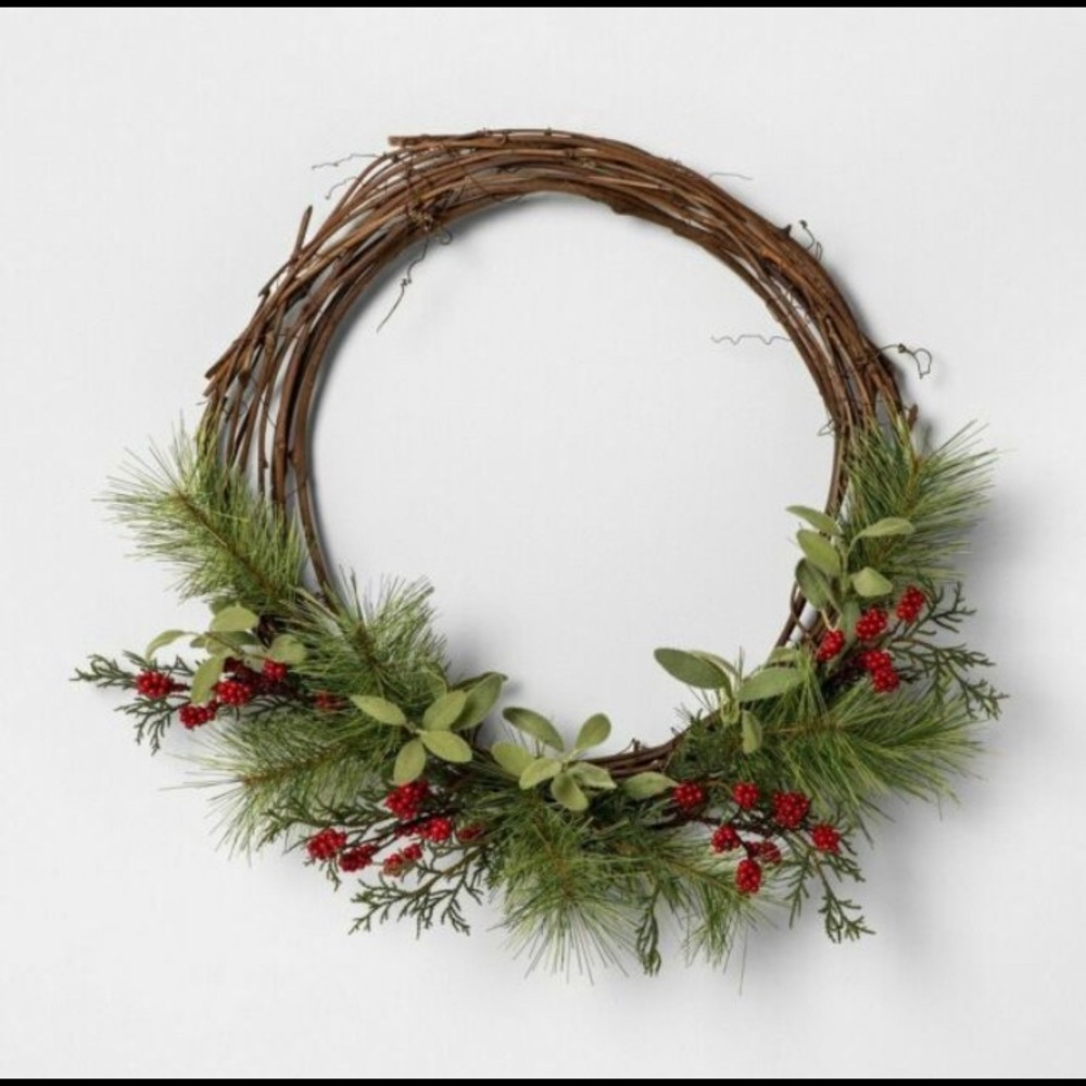 Hearth & Hand Artificial Pine & Red Berries Wreath